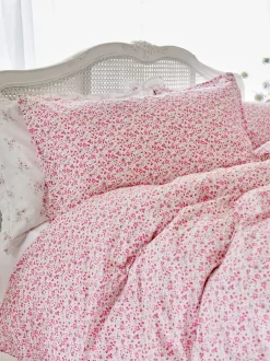 Kinderbeddengoed|Beddengoedsets En Dekbedovertrekken|Shabby Chic by Rachel Ashwell® set van 200 -draads dekbedovertrek en kussensloopset met platte bies Vintage roze bloemetjes