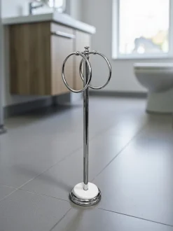 Badkameraccessoires|Showerdrape - Opera - Vrijstaande houder met twee handdoekringen