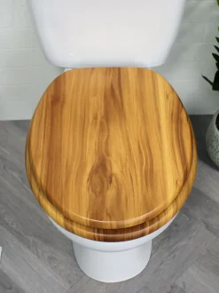 Badkameraccessoires|Showerdrape - Oxford houten toiletbril Bruin