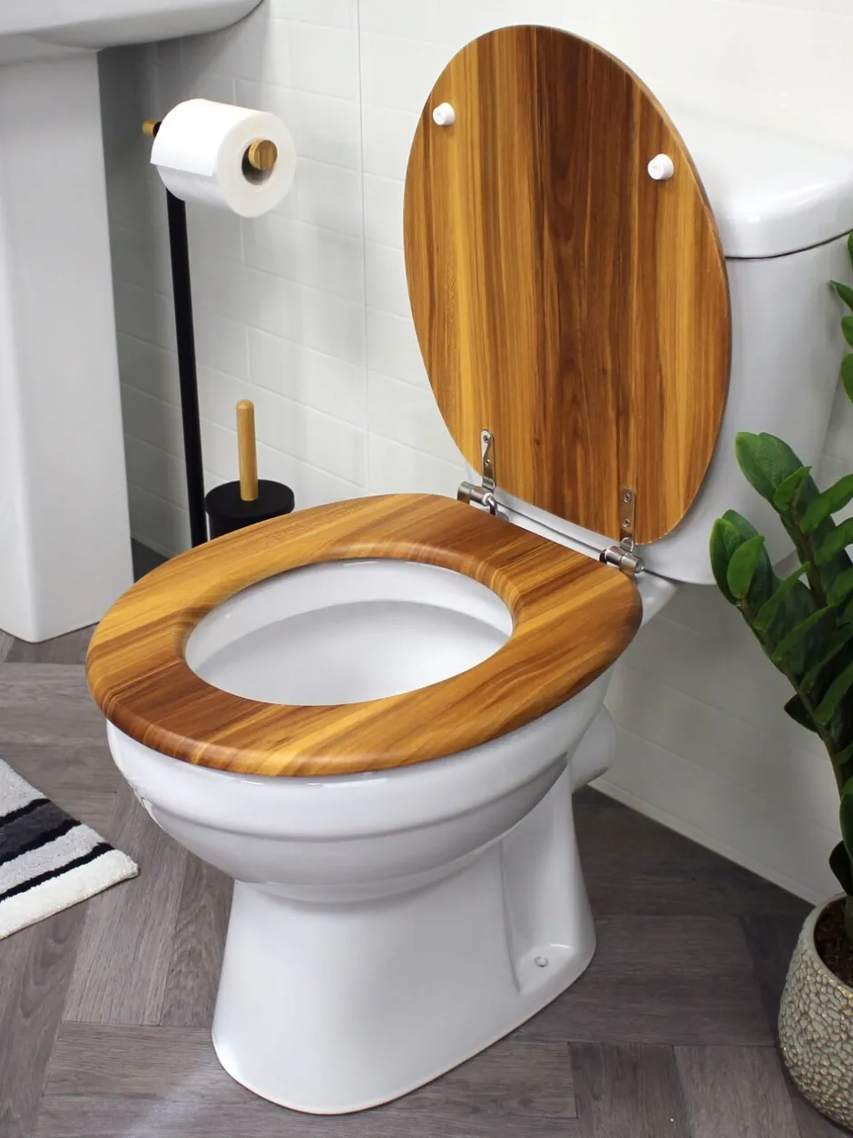 Badkameraccessoires|Showerdrape - Oxford houten toiletbril Bruin