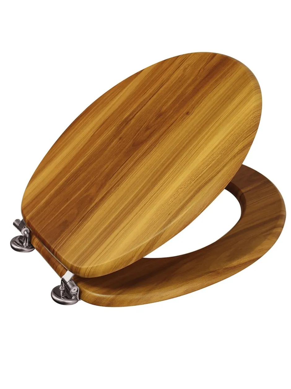 Badkameraccessoires|Showerdrape - Oxford houten toiletbril Bruin
