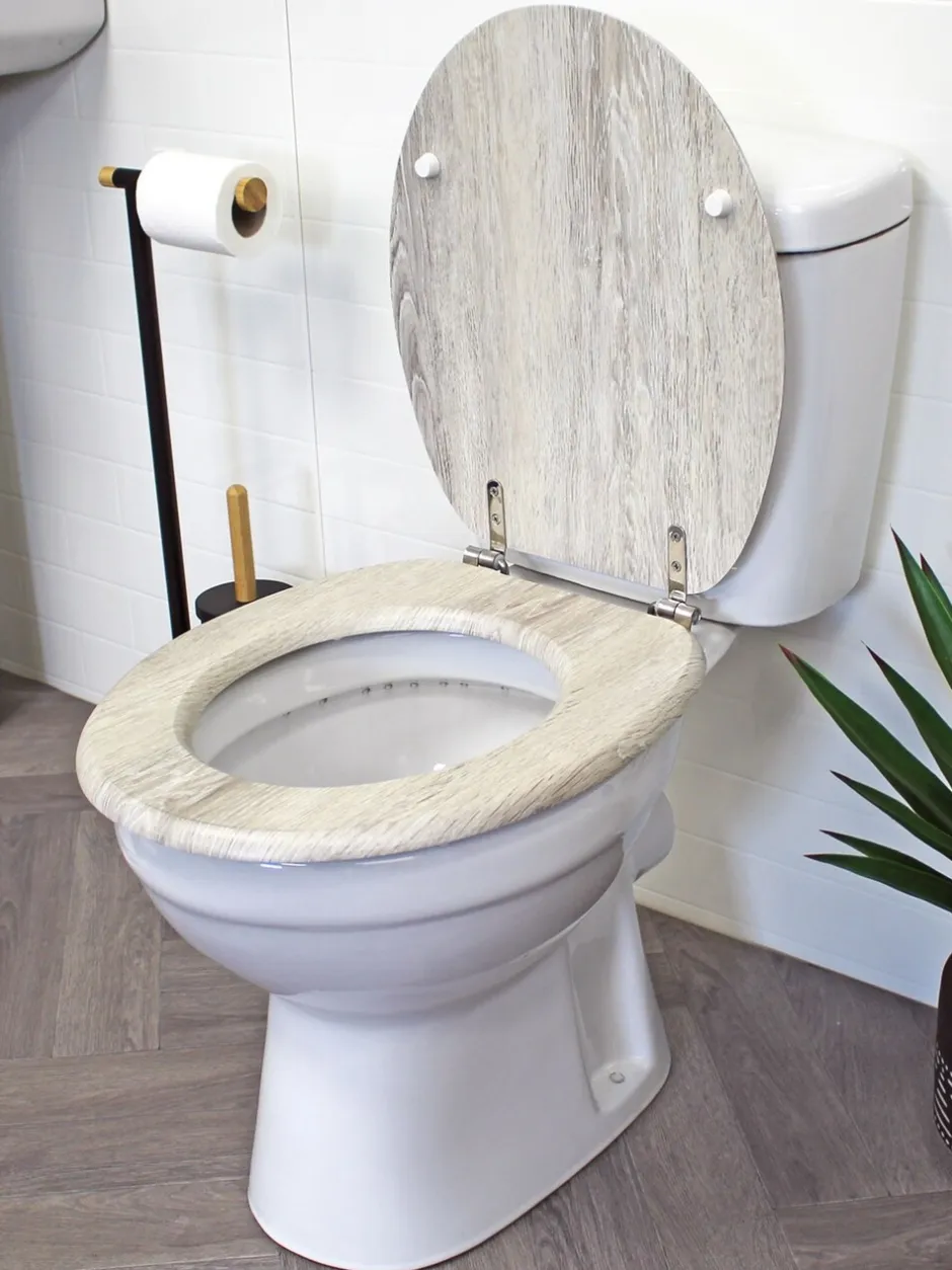Badkameraccessoires*Showerdrape - Oxford houten toiletbril
