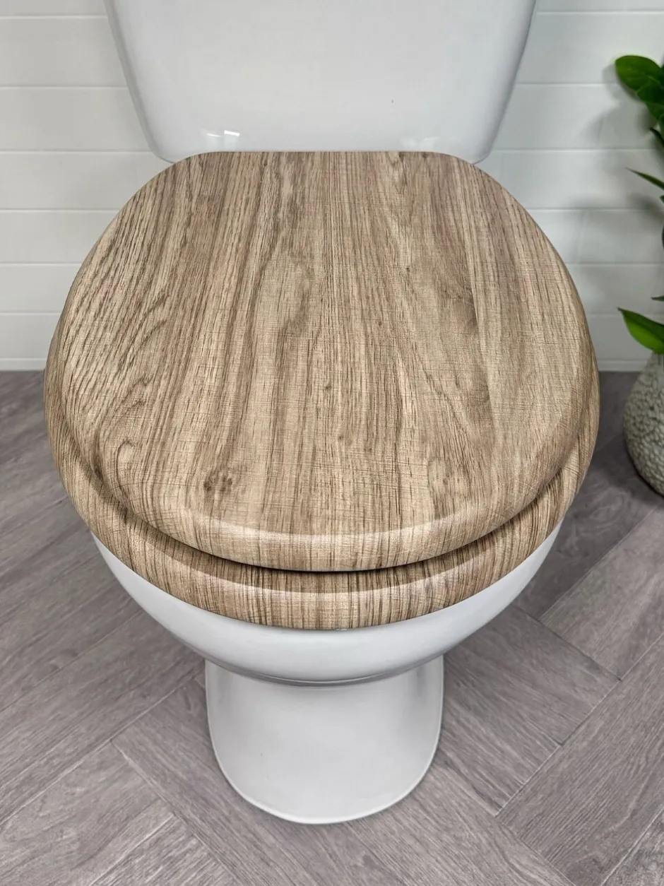 Badkameraccessoires|Showerdrape - Oxford houten toiletbril