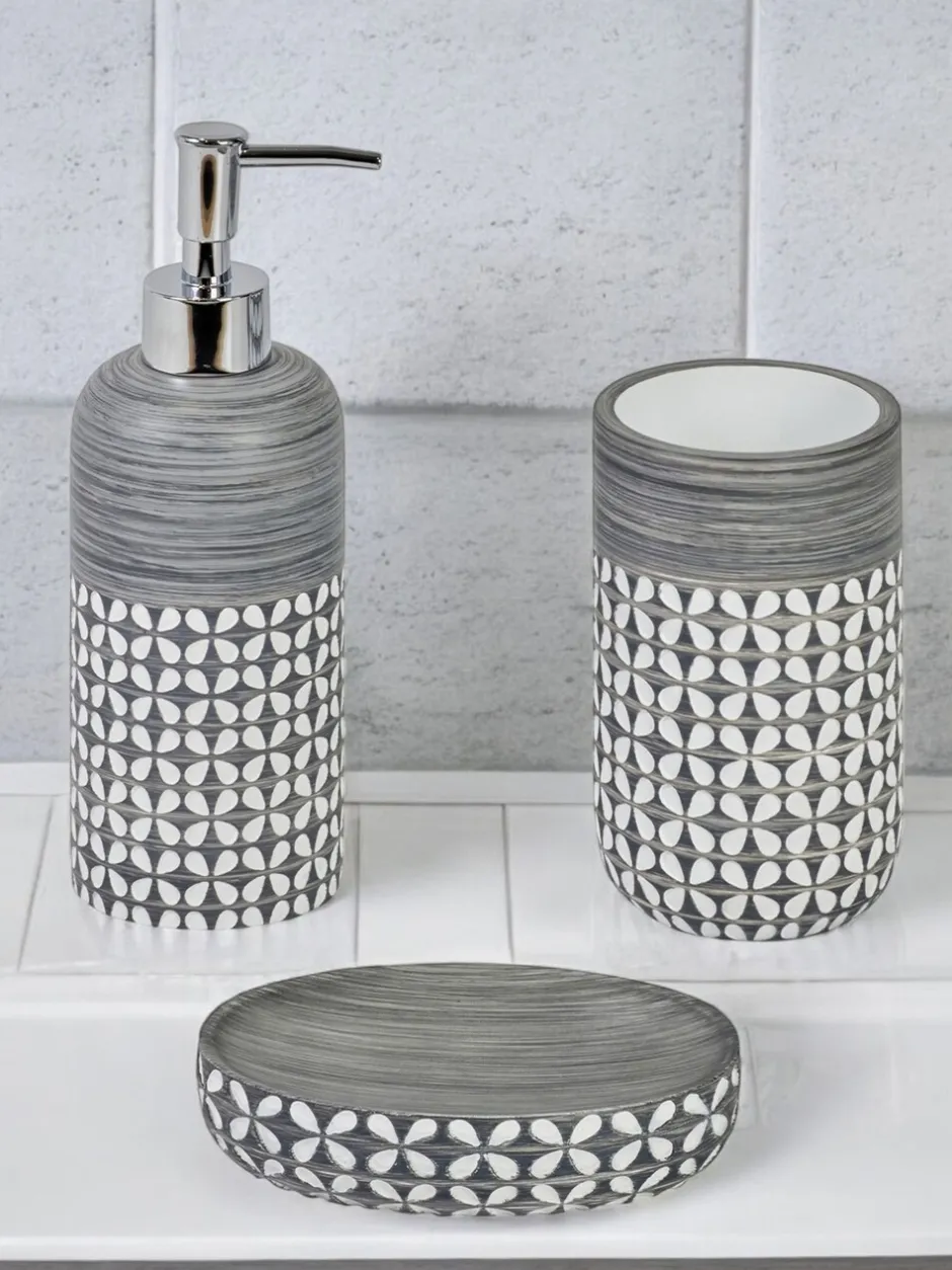 Badkameraccessoires*Showerdrape 4 Piece Ravello Geo Floral Bathroom Accessory Set