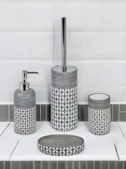 Badkameraccessoires*Showerdrape 4 Piece Ravello Geo Floral Bathroom Accessory Set