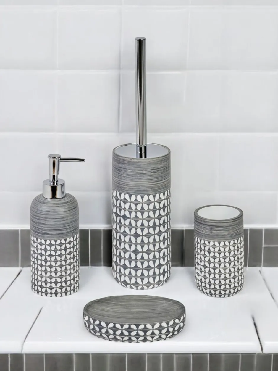 Badkameraccessoires*Showerdrape 4 Piece Ravello Geo Floral Bathroom Accessory Set