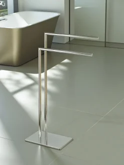 Badkameraccessoires*Showerdrape - Stamford - Vrijstaande houder met twee handdoekstangen