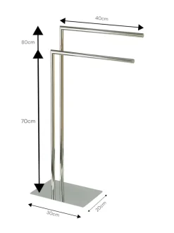 Badkameraccessoires*Showerdrape - Stamford - Vrijstaande houder met twee handdoekstangen