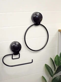 Badkameraccessoires*Showerdrape - Suctionloc 2-delige set met toiletrolhouder en handdoekring