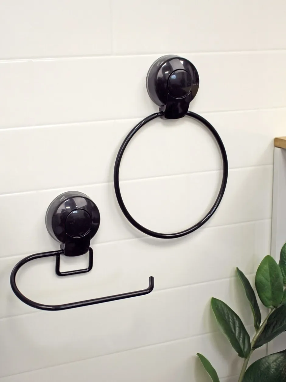 Badkameraccessoires*Showerdrape - Suctionloc 2-delige set met toiletrolhouder en handdoekring