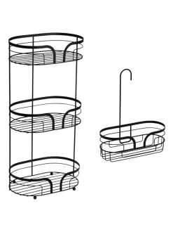 Badkameraccessoires|Showerdrape Dante Floor Caddy and Mini Shower Caddy Set Zwart