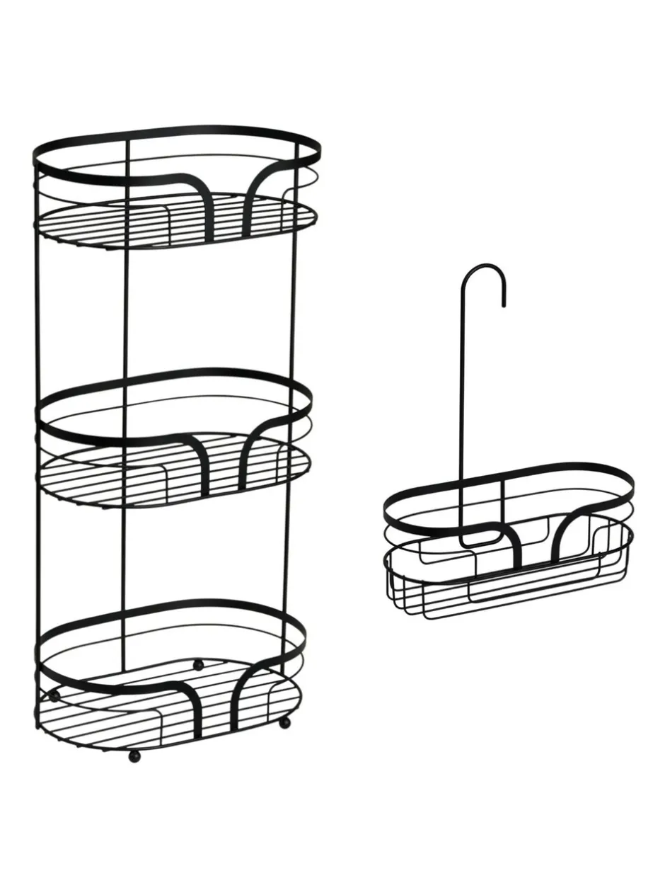 Badkameraccessoires|Showerdrape Dante Floor Caddy and Mini Shower Caddy Set Zwart