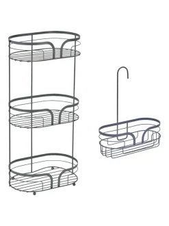 Badkameraccessoires*Showerdrape Dante Floor Caddy and Mini Shower Caddy Set Grijs