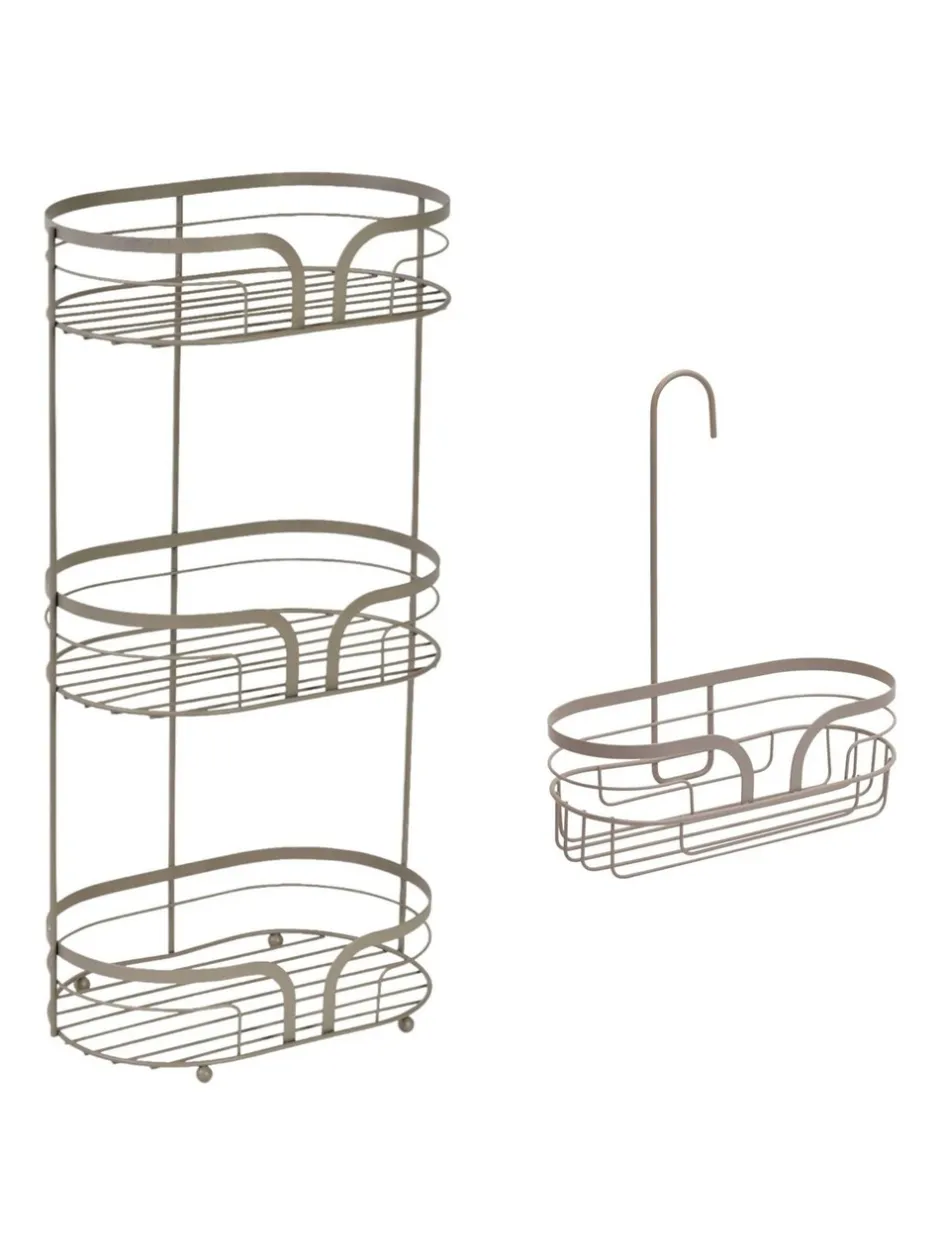 Badkameraccessoires|Showerdrape Dante Floor Caddy and Mini Shower Caddy Set Beige