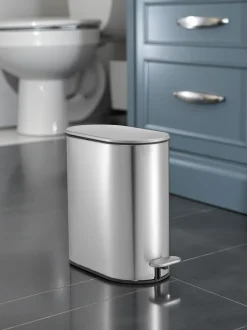 Badkameraccessoires|Showerdrape Fortuna 5L Soft Close Bathroom Pedal Bin and Toile Set Zilver