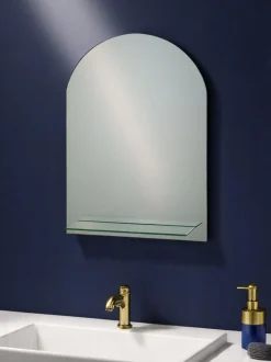 Spiegels*Showerdrape Greenwich - Gebogen badkamerspiegel met plankje