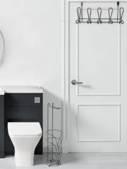 Badkameraccessoires*Showerdrape Vertu Toilet Roll & Spare Holder & Over Dook Hook Set Zwart