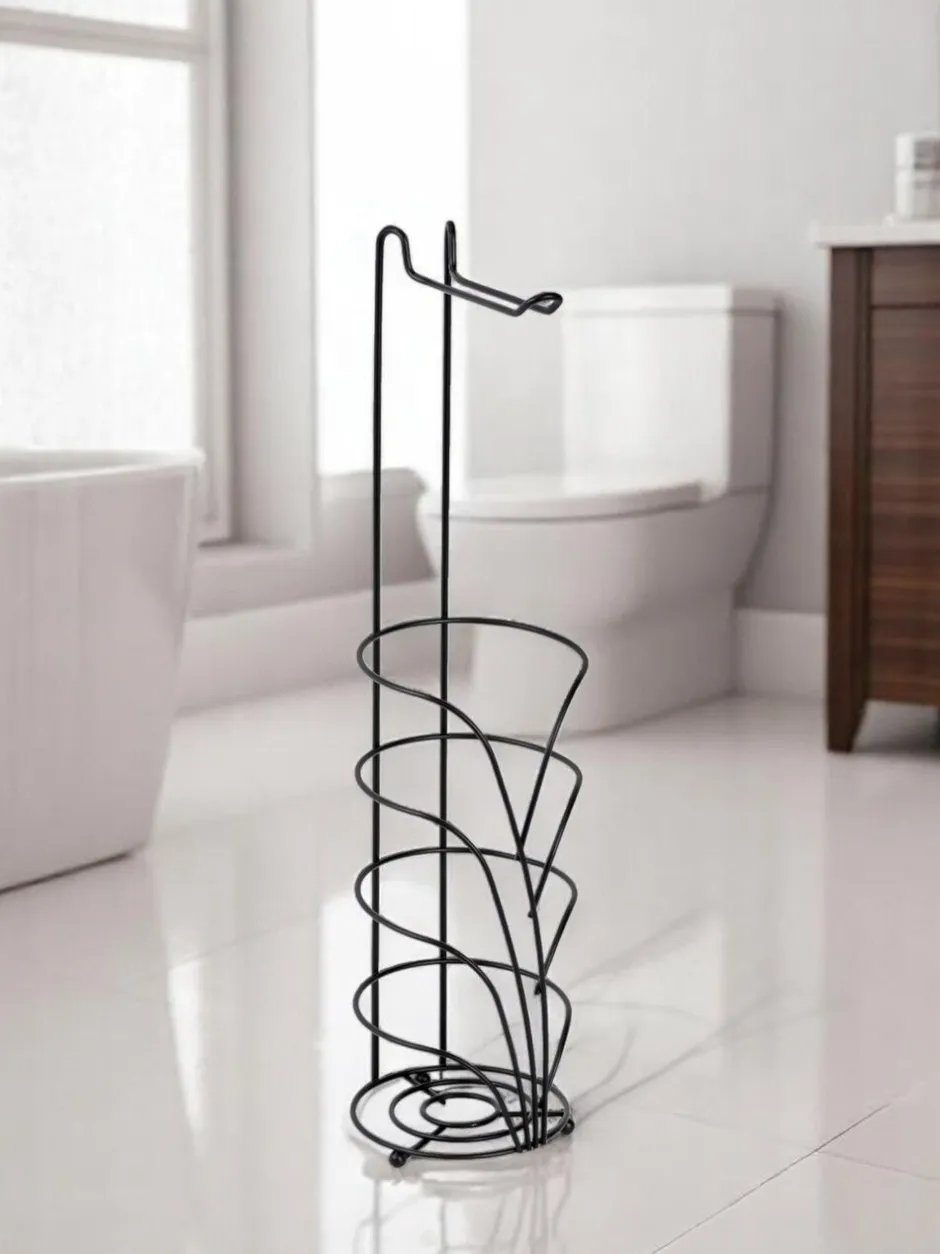 Badkameraccessoires*Showerdrape Vertu Toilet Roll & Spare Holder & Over Dook Hook Set Zwart