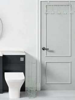 Badkameraccessoires|Showerdrape Vertu Toilet Roll & Spare Holder & Over Dook Hook Set Grijs-groen