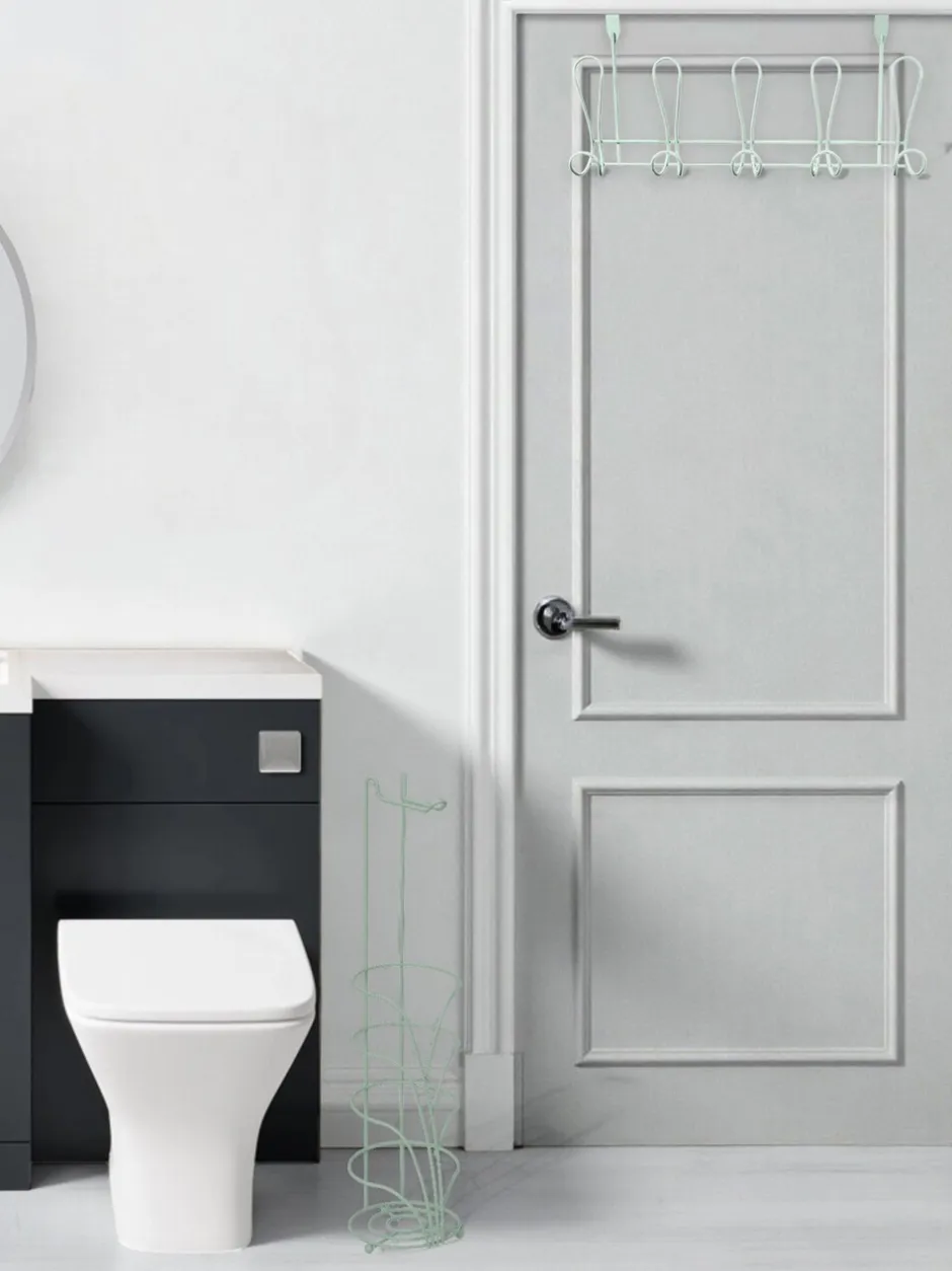 Badkameraccessoires|Showerdrape Vertu Toilet Roll & Spare Holder & Over Dook Hook Set Grijs-groen