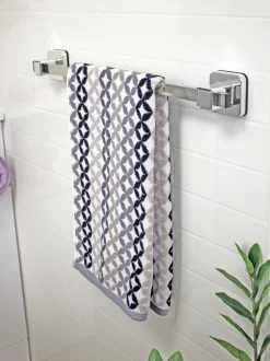 Badkameraccessoires|Showerdrape zuignap wandgemonteerde handdoekenrail Pushloc