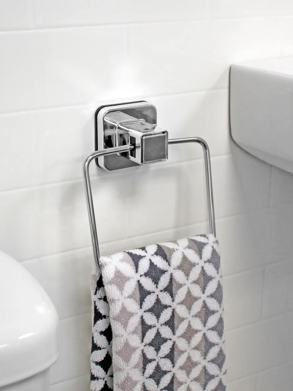 Badkameraccessoires*Showerdrape zuignap wandgemonteerde handdoekenring Pushloc