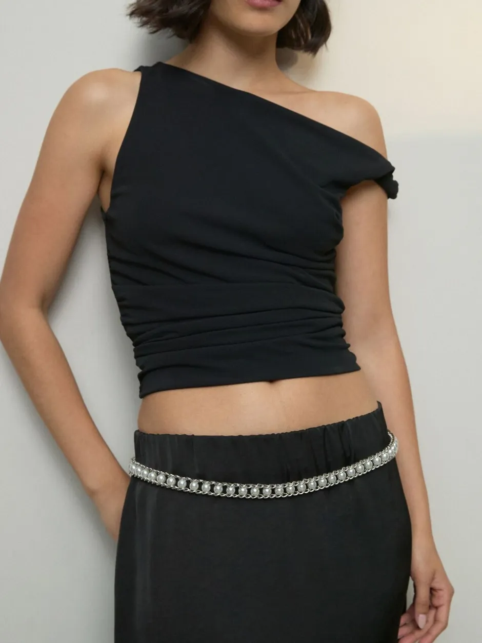 Ceintuurs|Next - Kettingriem Silver Tone Pearl Bead