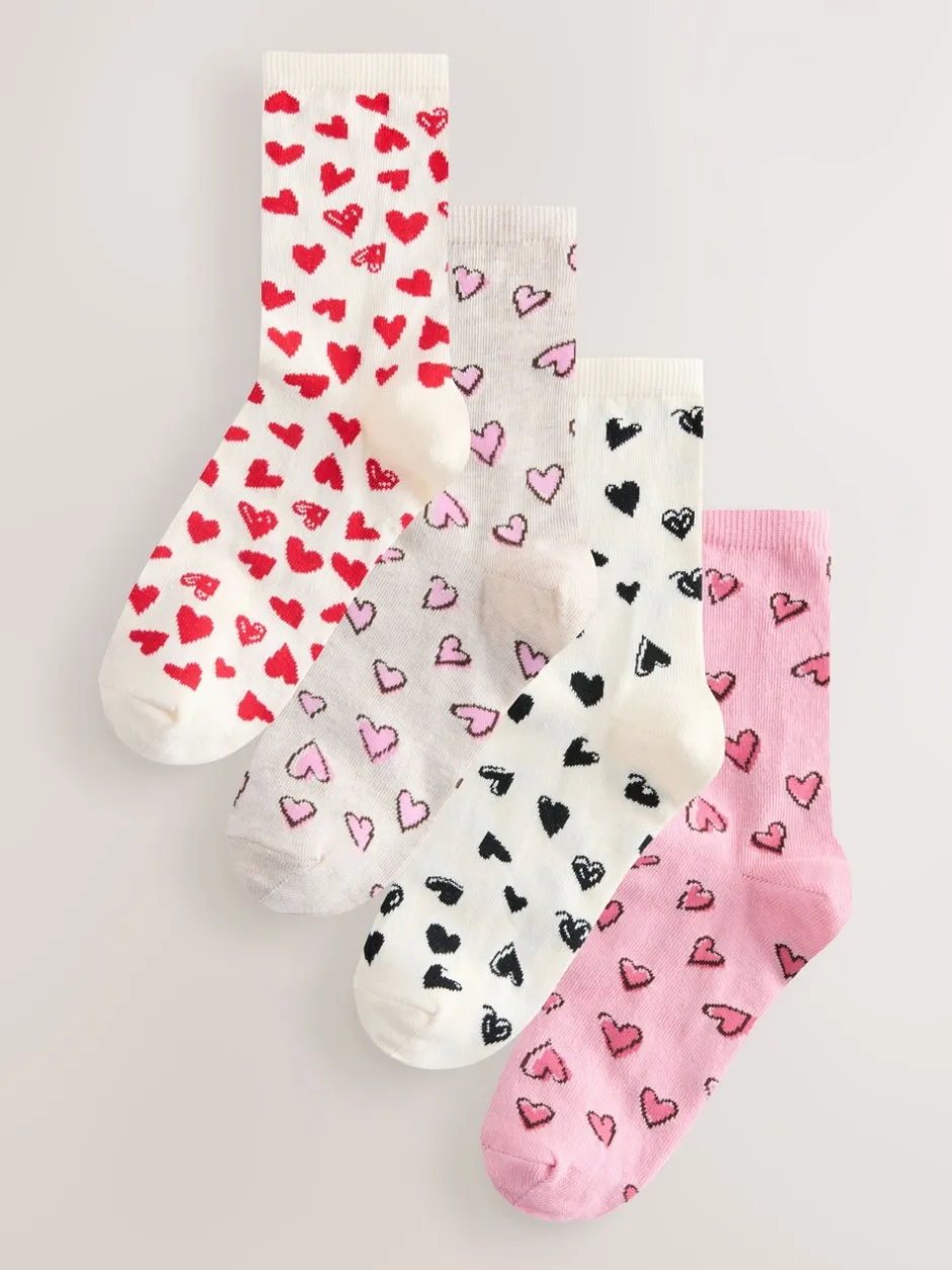 Sokken En Panty's*Next - Set van 4 paar enkelsokken Sketchy Heart