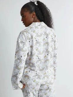 Pyjama's|Loungewear|Skinnydip Peanuts x Snoopy Rainbow Print Pyjama Set in Ecru