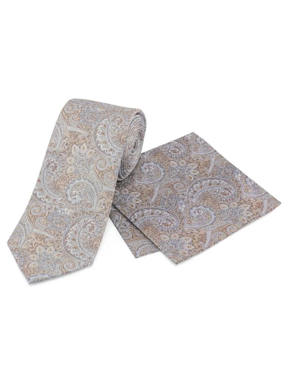 Stropdassen En Pochets*Skopes Paisley Silk Tie and Pocket Square Set