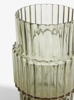 Vazen*Next Small Ribbed Glass Vase Groen