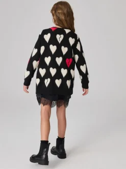Gebreide Kleding*smALLSAINTS Amore Hart Meisjes Lang Gebreid Vest