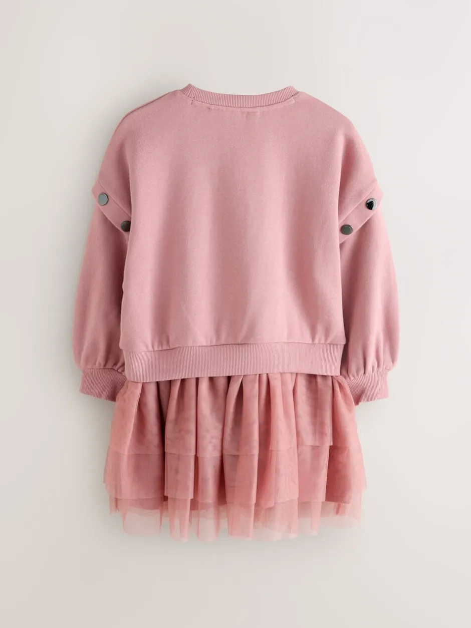 Gebreide Kleding*smALLSAINTS Amphia Flocked Logo Sweat Mock Dress