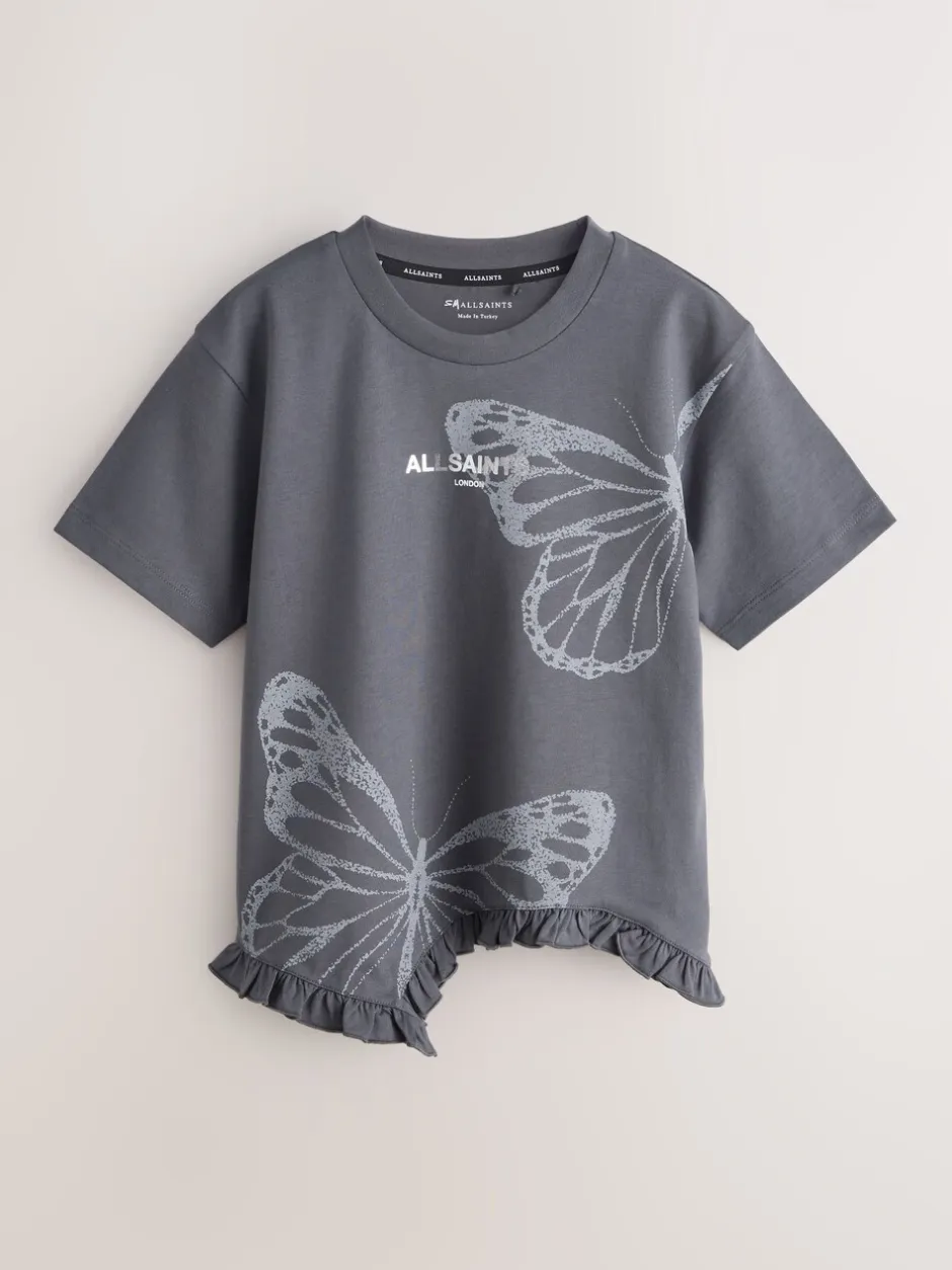 T-Shirts|smALLSAINTS Asymmetric Hem Crew Neck Cotton T-Shirt