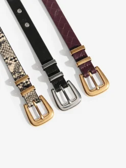 Ceintuurs|Friends Like These - Belts 3 Pack Snake Print, Burgandy and Black