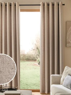 Gordijnen|Gordijnen*Next Soft Weave Linen Blend Eyelet Curtains Natuurlijk