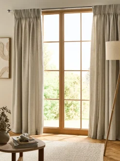 Gordijnen|Gordijnen*Next Soft Weave Linen Blend Pencil Pleat Lined Curtains Natuurlijk