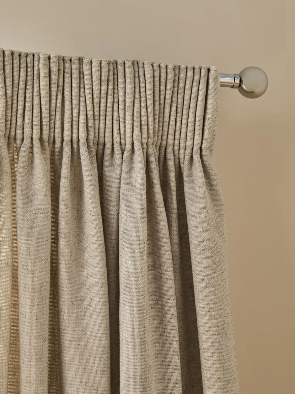Gordijnen|Gordijnen*Next Soft Weave Linen Blend Pencil Pleat Lined Curtains Natuurlijk
