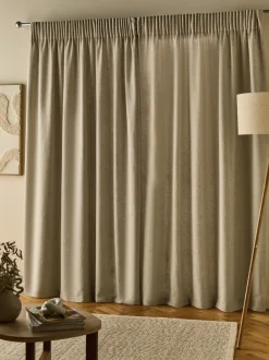 Gordijnen|Gordijnen*Next Soft Weave Linen Blend Pencil Pleat Lined Curtains Natuurlijk