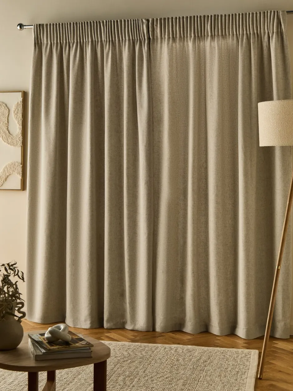 Gordijnen|Gordijnen*Next Soft Weave Linen Blend Pencil Pleat Lined Curtains Natuurlijk