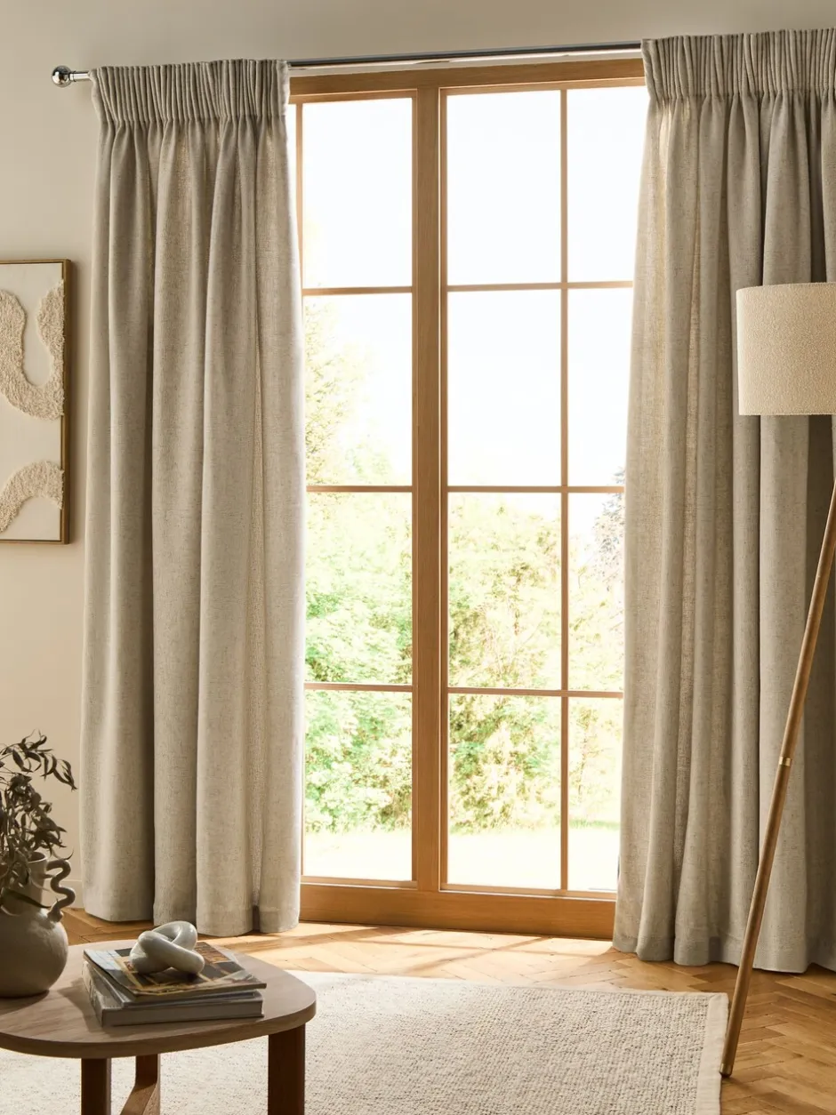 Gordijnen|Gordijnen*Next Soft Weave Linen Blend Pencil Pleat Lined Curtains Natuurlijk