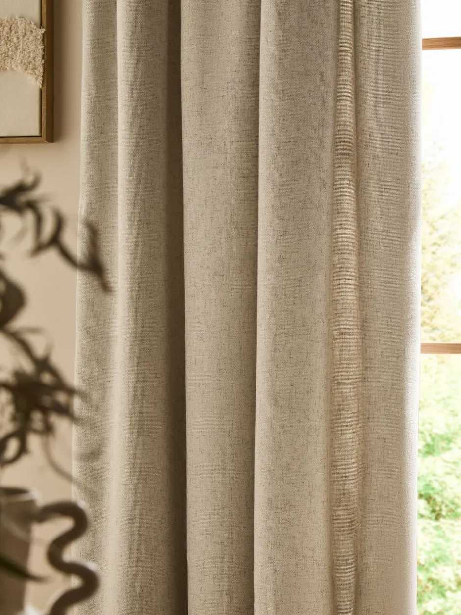 Gordijnen|Gordijnen*Next Soft Weave Linen Blend Pencil Pleat Lined Curtains Natuurlijk
