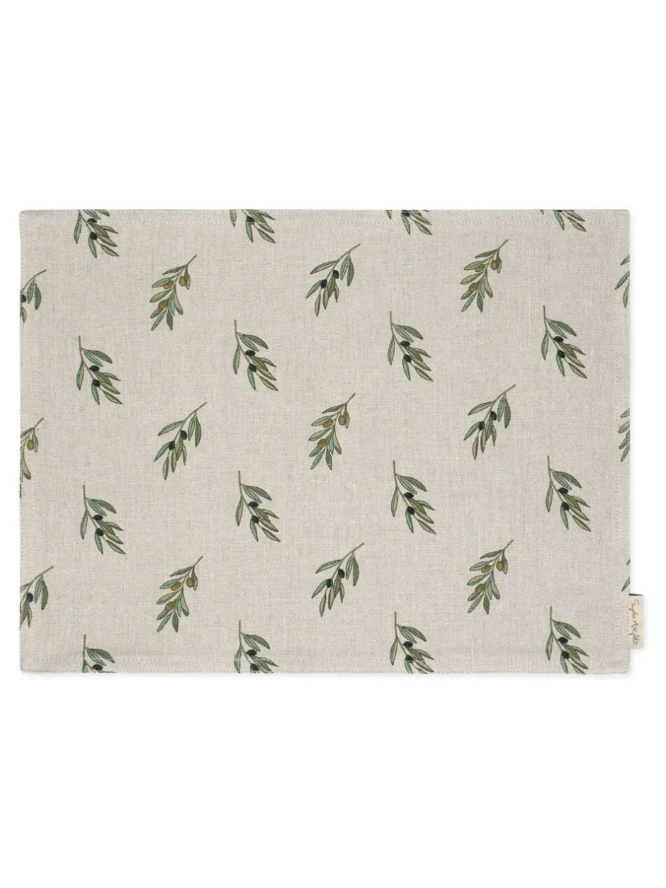 Tafellinnen En Placemats |Sophie Allport Linnen Olijfgroene Placemats Set van 2