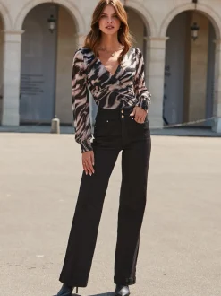 Blouses En Overhemden|Sosandar Abstract Print Wrap Front Top
