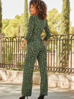 Jumpsuits En Playsuits|Sosandar Abstract Print Wrap Jumpsuit