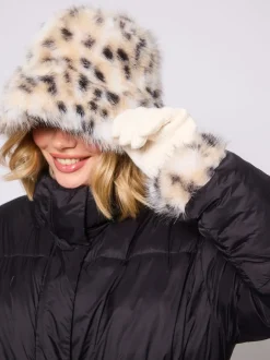 Mutsen, Handschoenen En Sjaals*South Beach Animal Bucket Hat and Faux Fur Trim Gloves