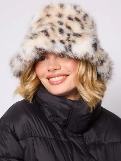 Mutsen, Handschoenen En Sjaals*South Beach Animal Bucket Hat and Faux Fur Trim Gloves