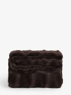 Kussentjes En Plaids|Kussentjes En Plaids|Next Sprei met ruit van imitatiebont met textuur Chocoladebruin