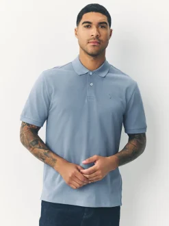 Poloshirts*Next Staalblauw - Normale Pasvorm - Piqué poloshirt met korte mouwen