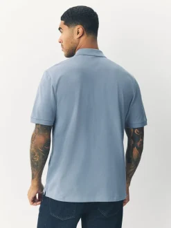 Poloshirts*Next Staalblauw - Normale Pasvorm - Piqué poloshirt met korte mouwen
